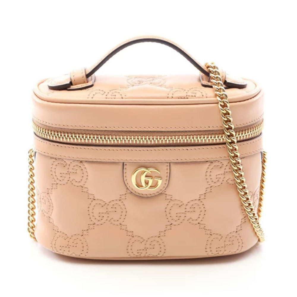 Gucci GG Matelasse Handbag Leather Pink